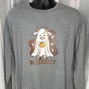 Athletic Works Bullsheet Graphic Print Lt Gray Crew Neck Sweatshirt M 38-40